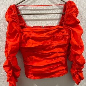 Reformation Vibrant Red Ruched Blouse excellent conditions